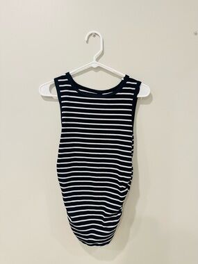 SHEIN Black and White Striped Ribbed Tank Top